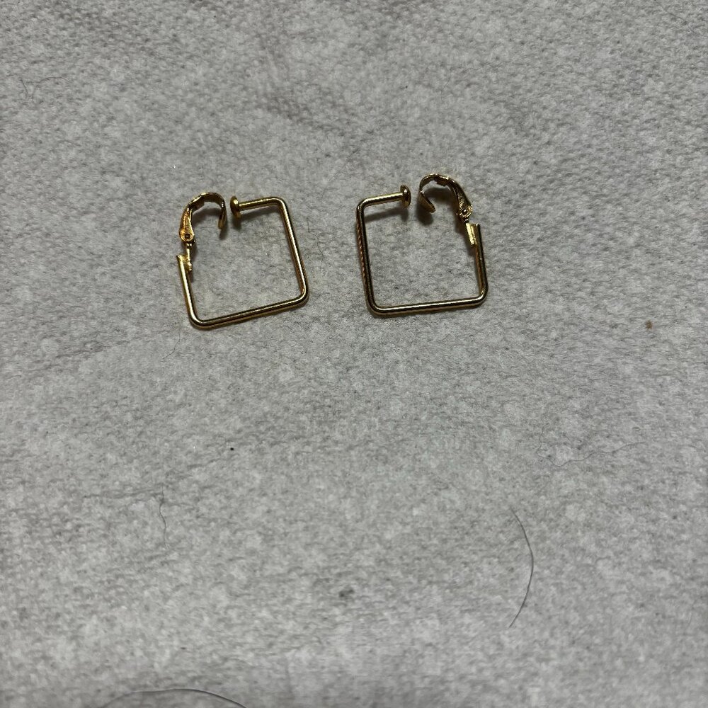 H.J.G. Segal California clip earrings gold tone square hoops